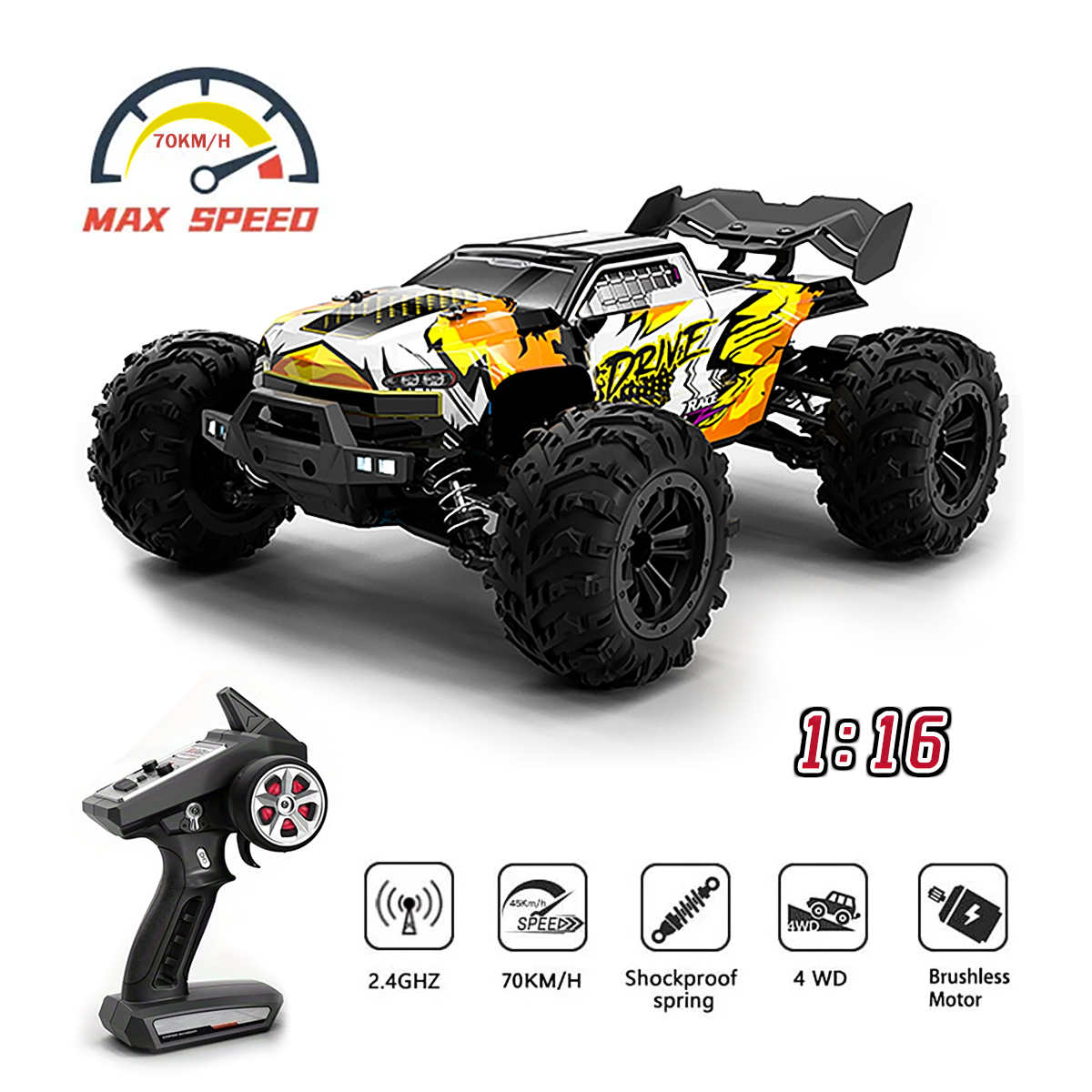 1/16 70KM/h 4WD RC Car 2.4G Hi - Drone Bike Rc recension och pris
