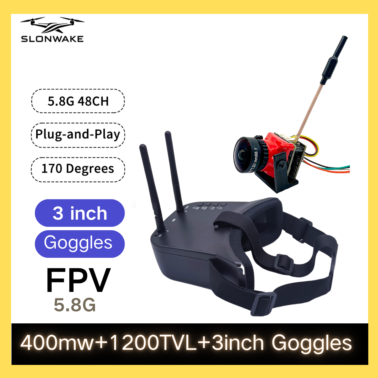SLONWAKE 5.8G 48CH FPV 400mw V - Drone With Rc Remote recension och pris